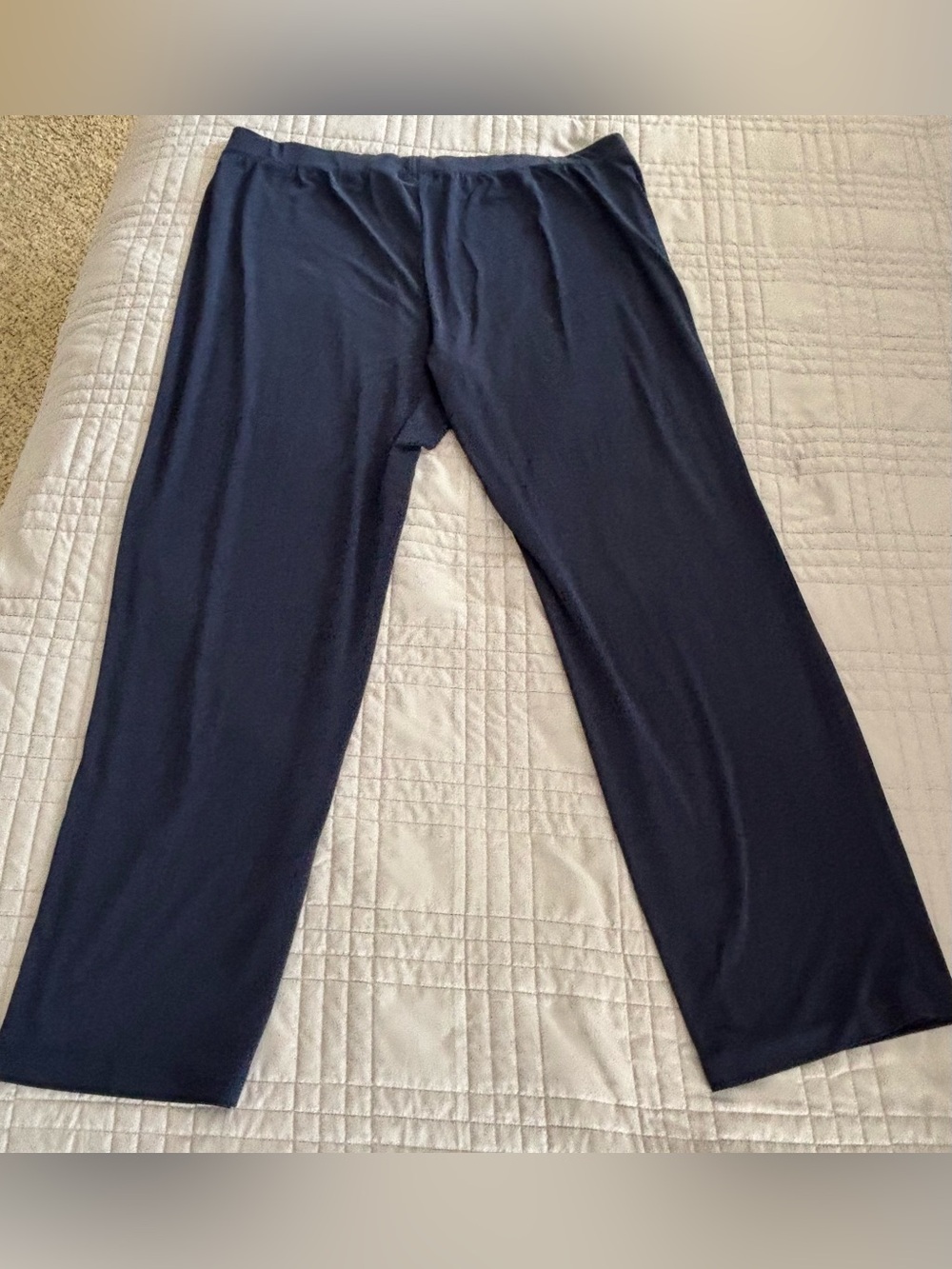 Susan Graver Liquid Knit Navy Straight-Leg Pants